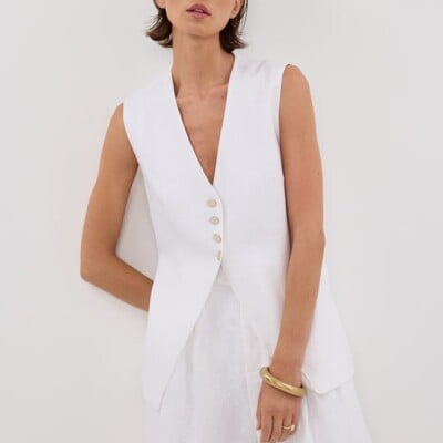 KNOX WHITE LINEN VEST