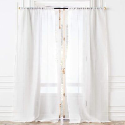Warm White Linen Sheer Window Curtain Panel, CB2